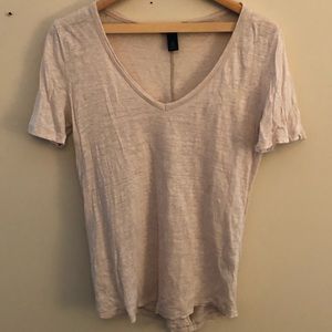 Nude linen short sleeve shirt